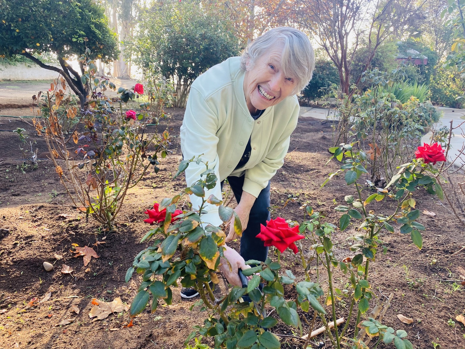 Resident enjoying the garden